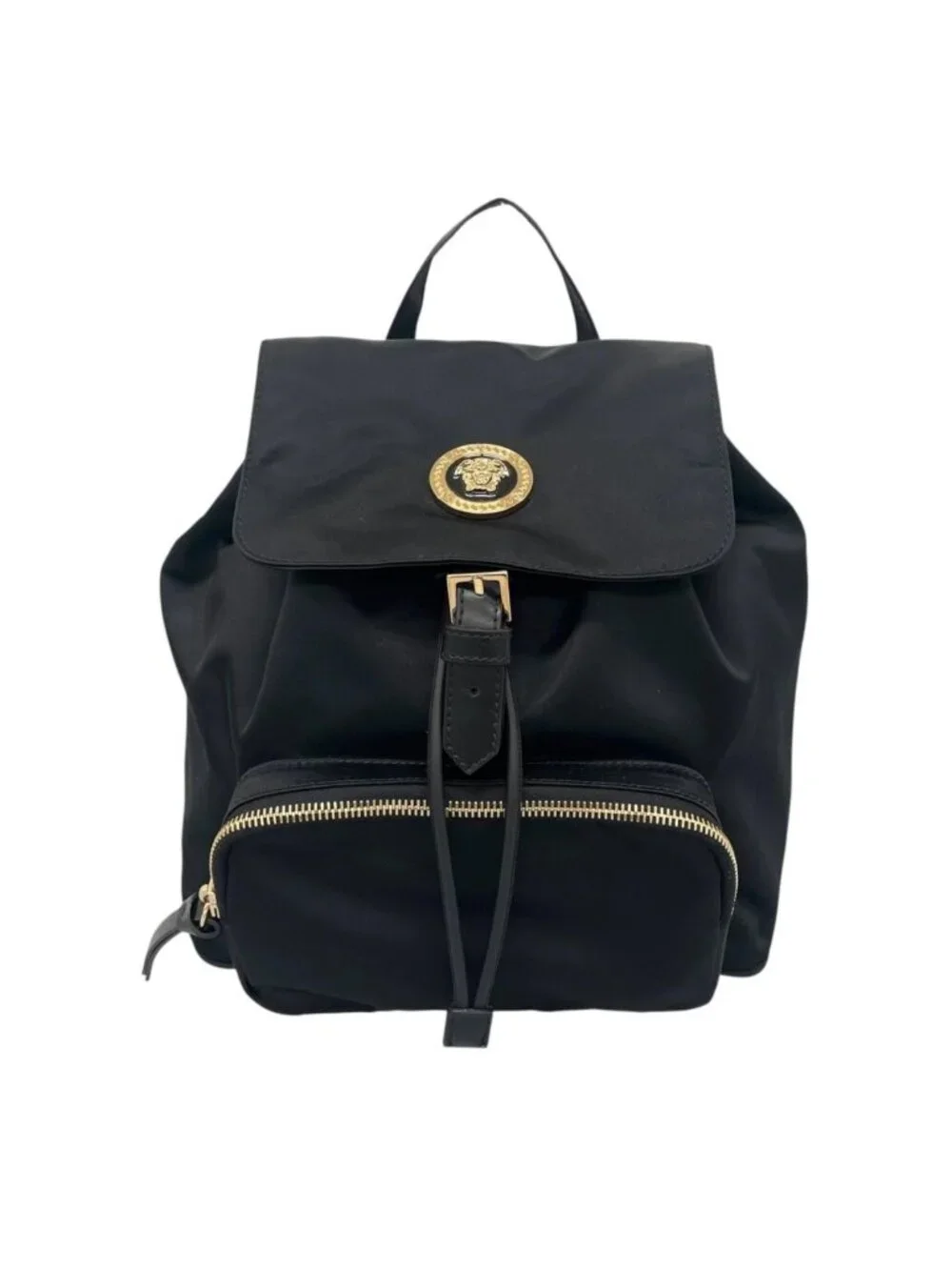 Versace Nylon Backpack Cowhide Black Medusa